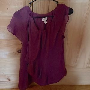 Loft purple dress ruffle shirt